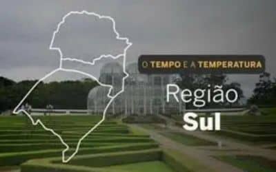 O TEMPO E A TEMPERATURA: chuva e trovoadas atingem áreas da Região Sul neste domingo (16)